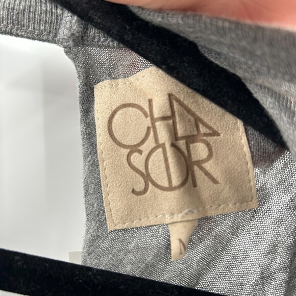 NWT CHASER Gray Drape Back Shirttail Triblend Jersey Open Back Dress Size Medium - Picture 6 of 6